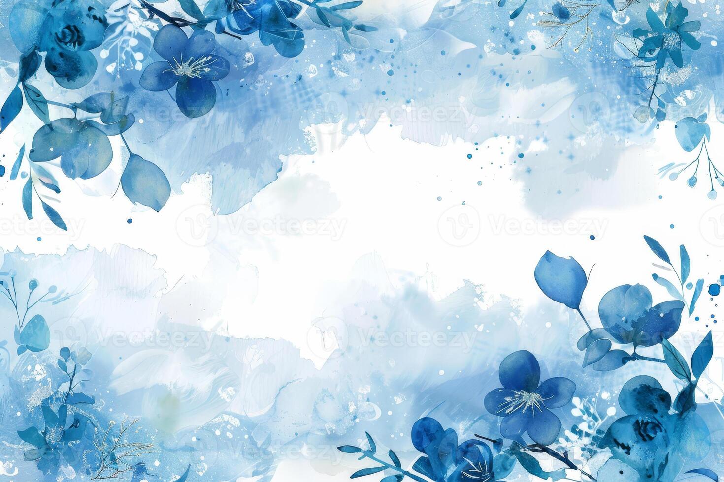 Blue flowers on a white background photo