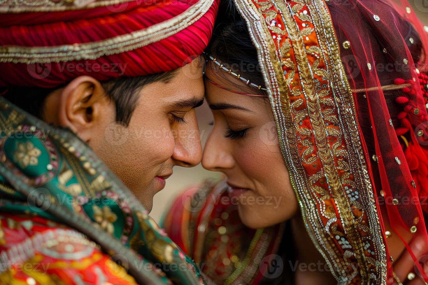 A man and woman in traditional indian attire photo