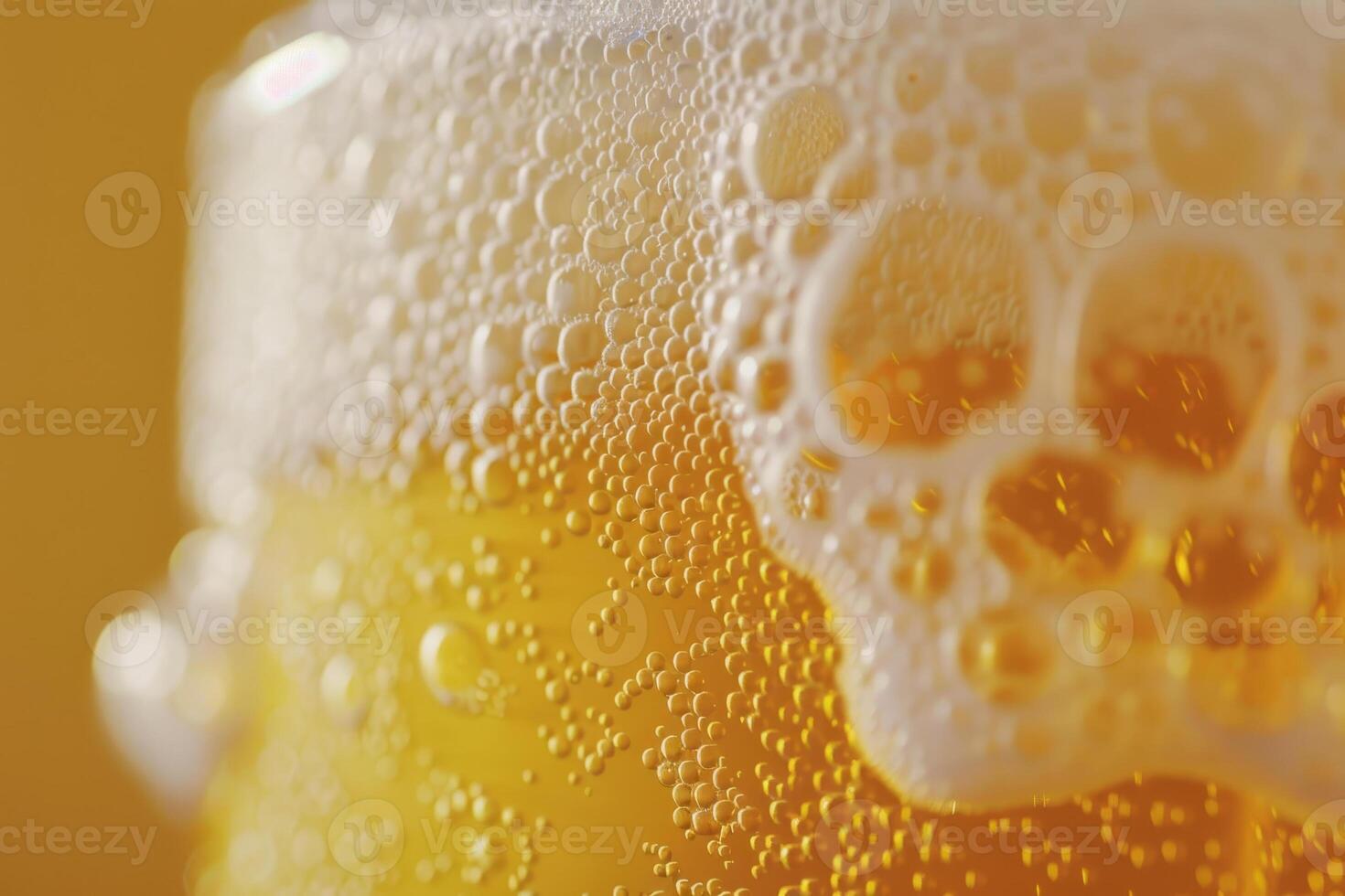 Close up of a glass of beer with bubbles photo