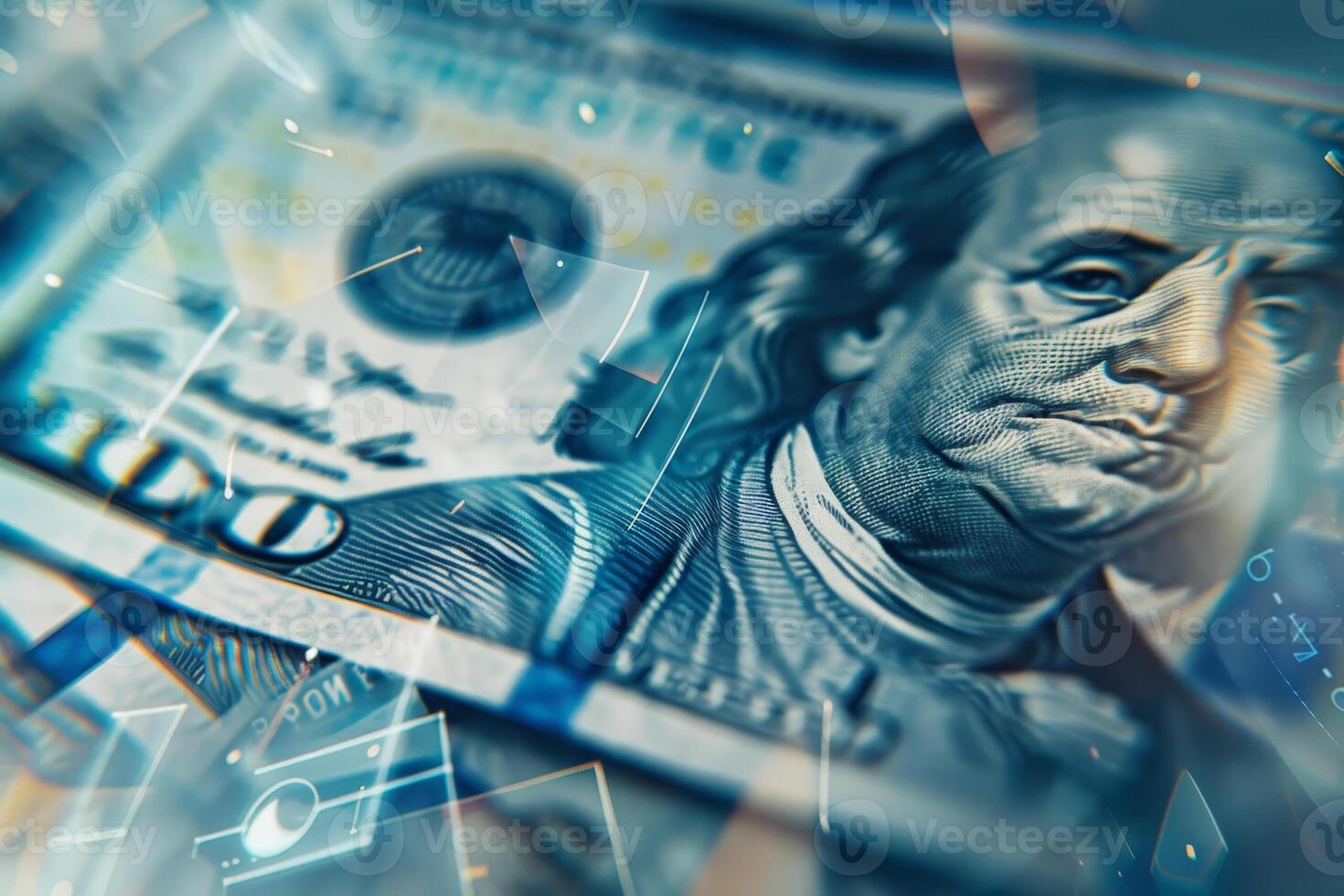 Dollars in the background of a digital background photo