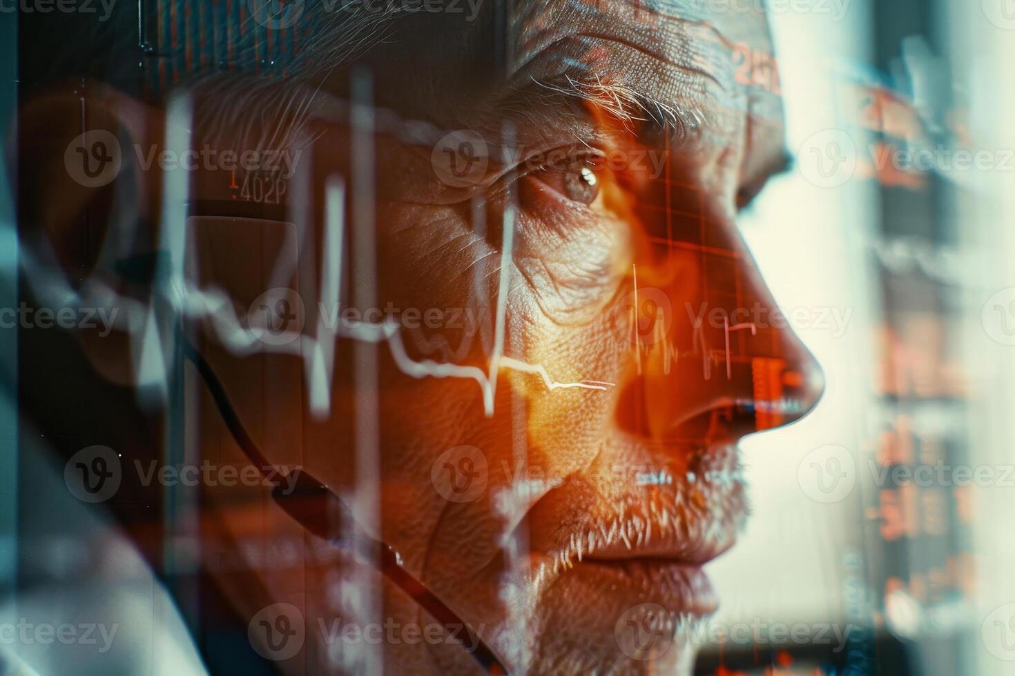 A healthcare professional intently observes patient vitals on a monitor, surrounded by advanced medical equipment in a clinical environment, concentrating on the tasks at hand photo