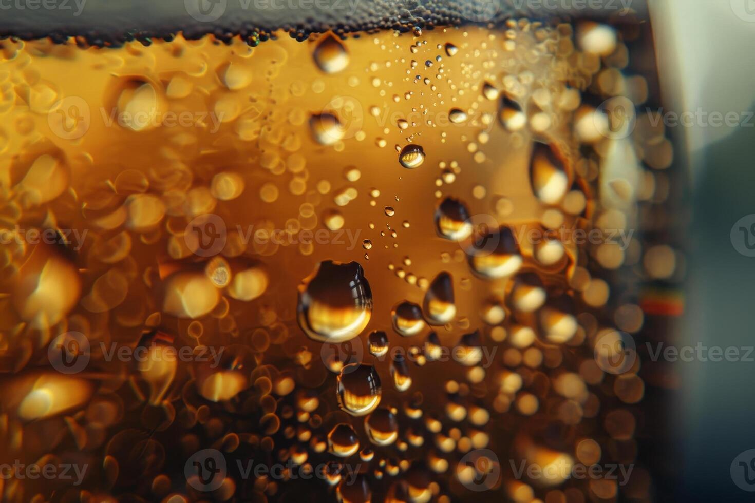 A refreshing beverage is showcased with visible condensation on the glass, emphasizing its chilled nature against a vibrant backdrop photo