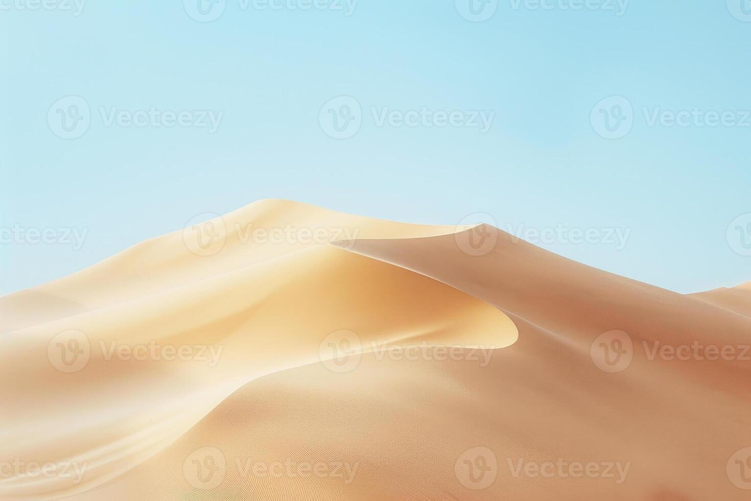 The sunlit sand dunes stretch across the horizon, their gentle curves and warm tones creating a serene, tranquil atmosphere in the desert photo