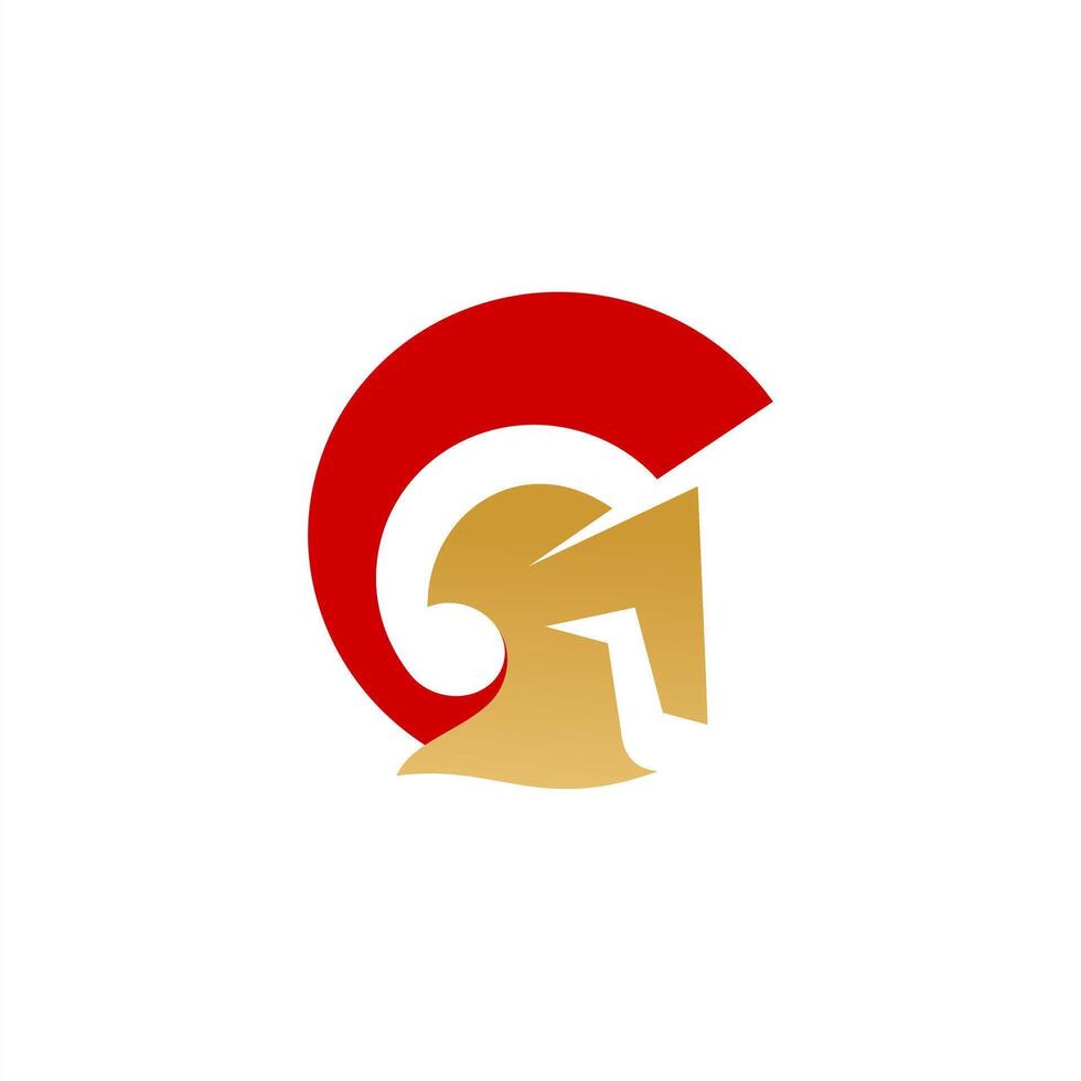 gladiator head logo red gold strong fitness business vector