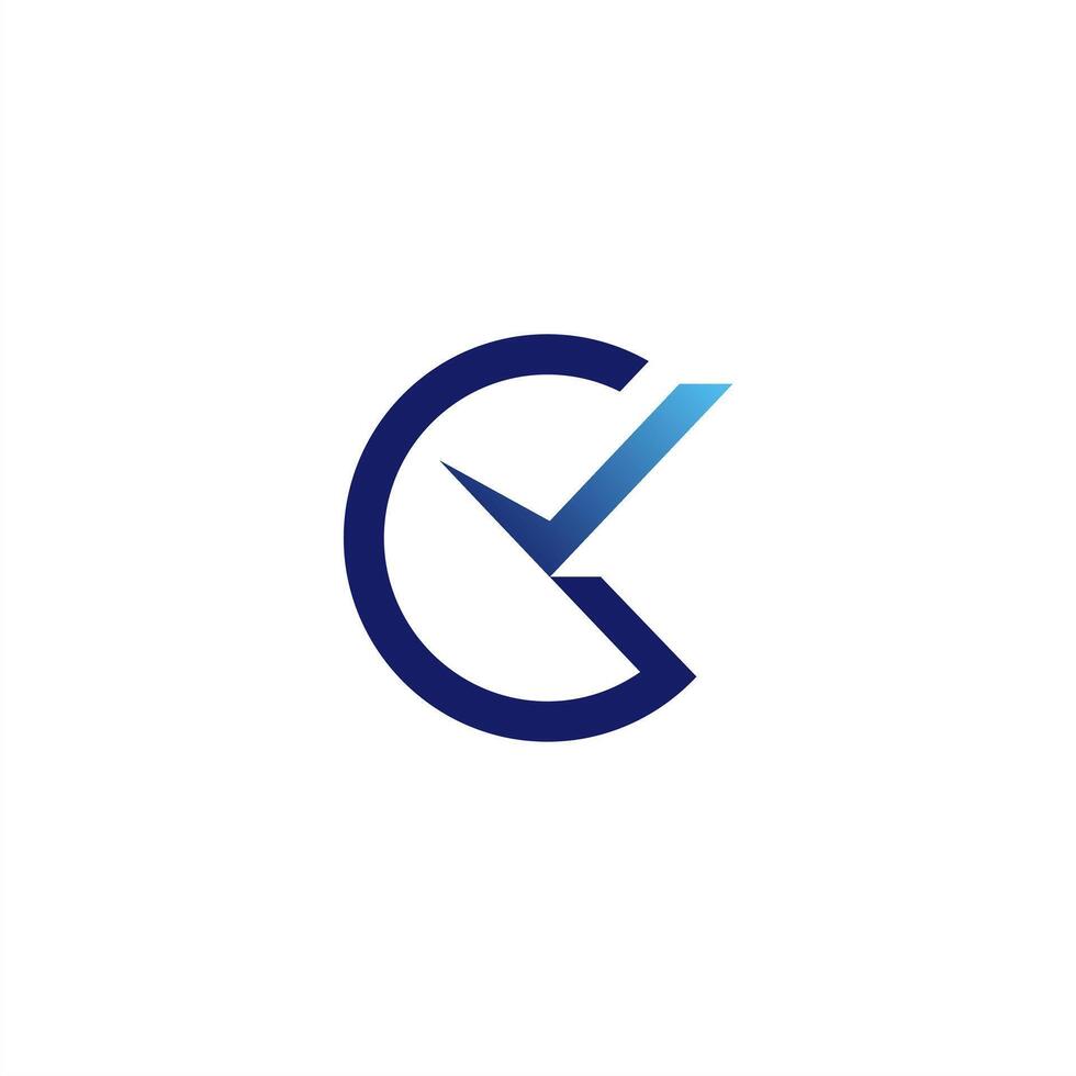 Clock logo simple, letter G checklist, C time vector