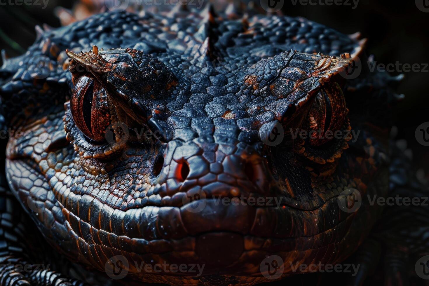A lizard with striking textures and colors rests on a rock, blending with its surroundings. The detailed scales glisten under the daylight, emphasizing its unique features photo