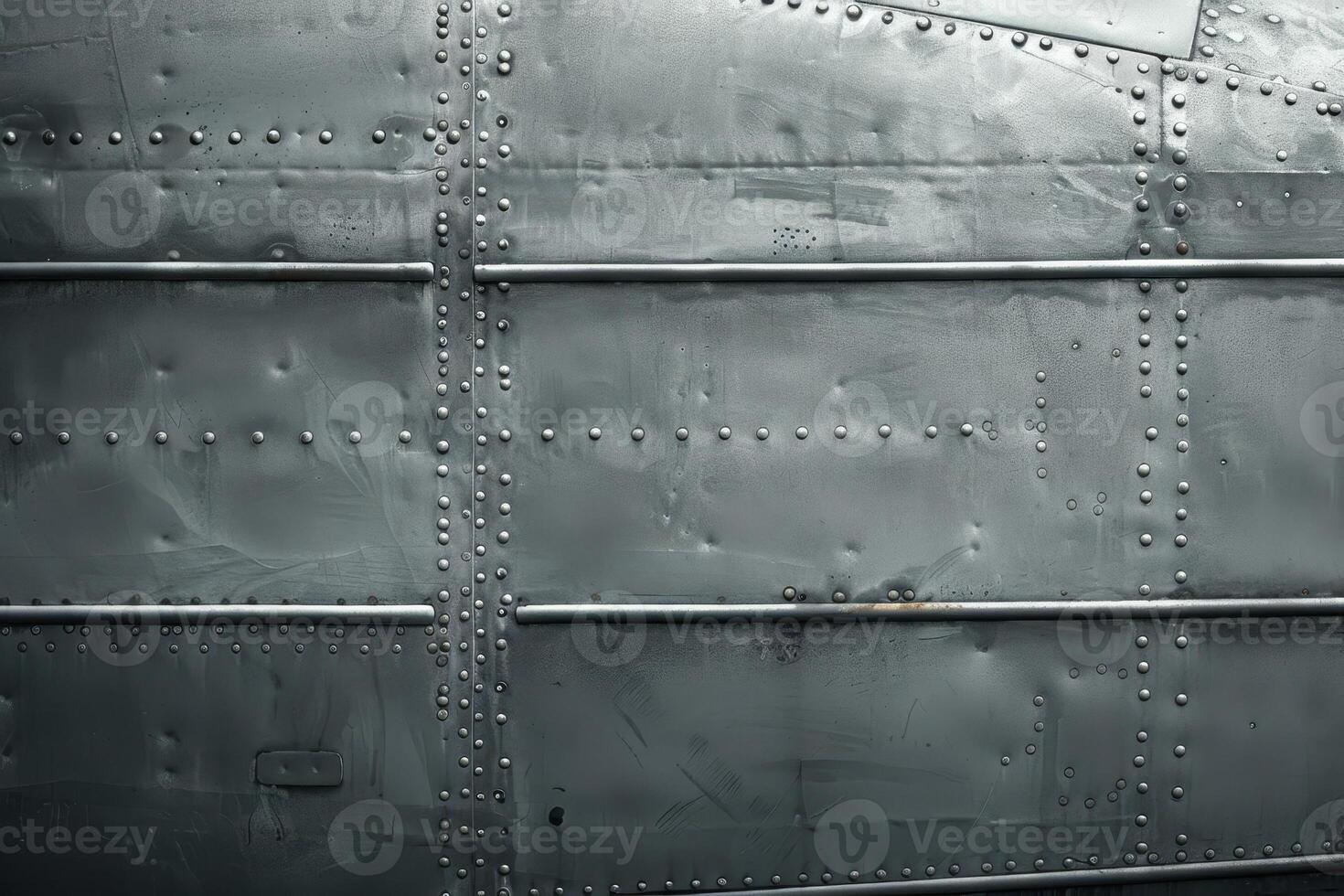 A detailed close-up showcases the textured metallic surface of an aircraft fuselage, adorned with rivets and showing signs of wear, reflecting expert engineering photo