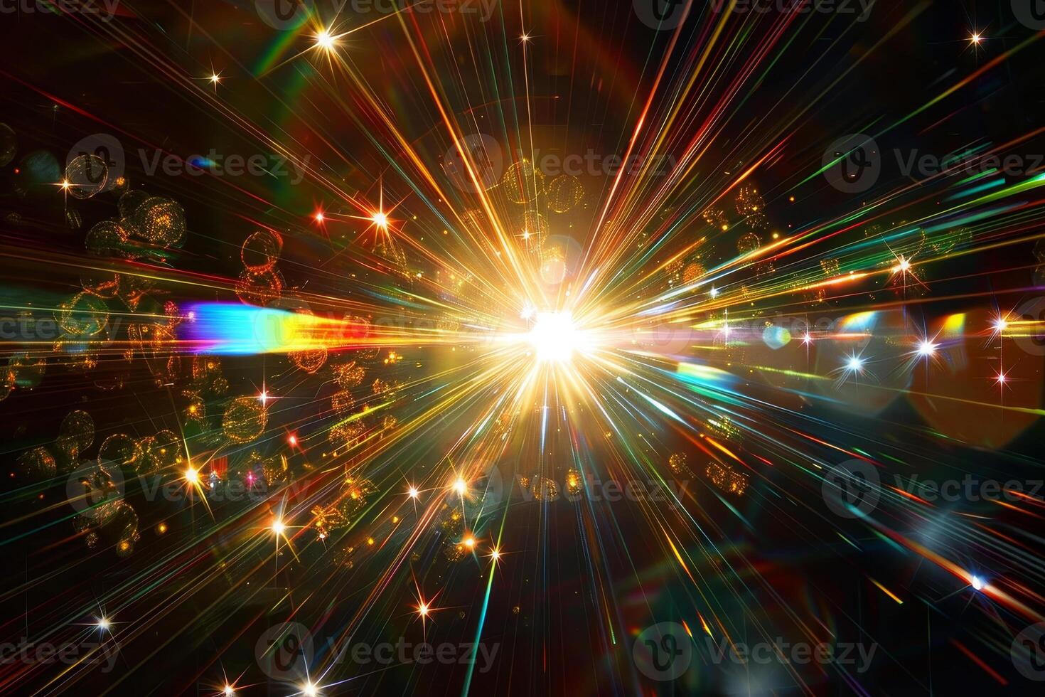 A bright light with many stars surrounding it photo