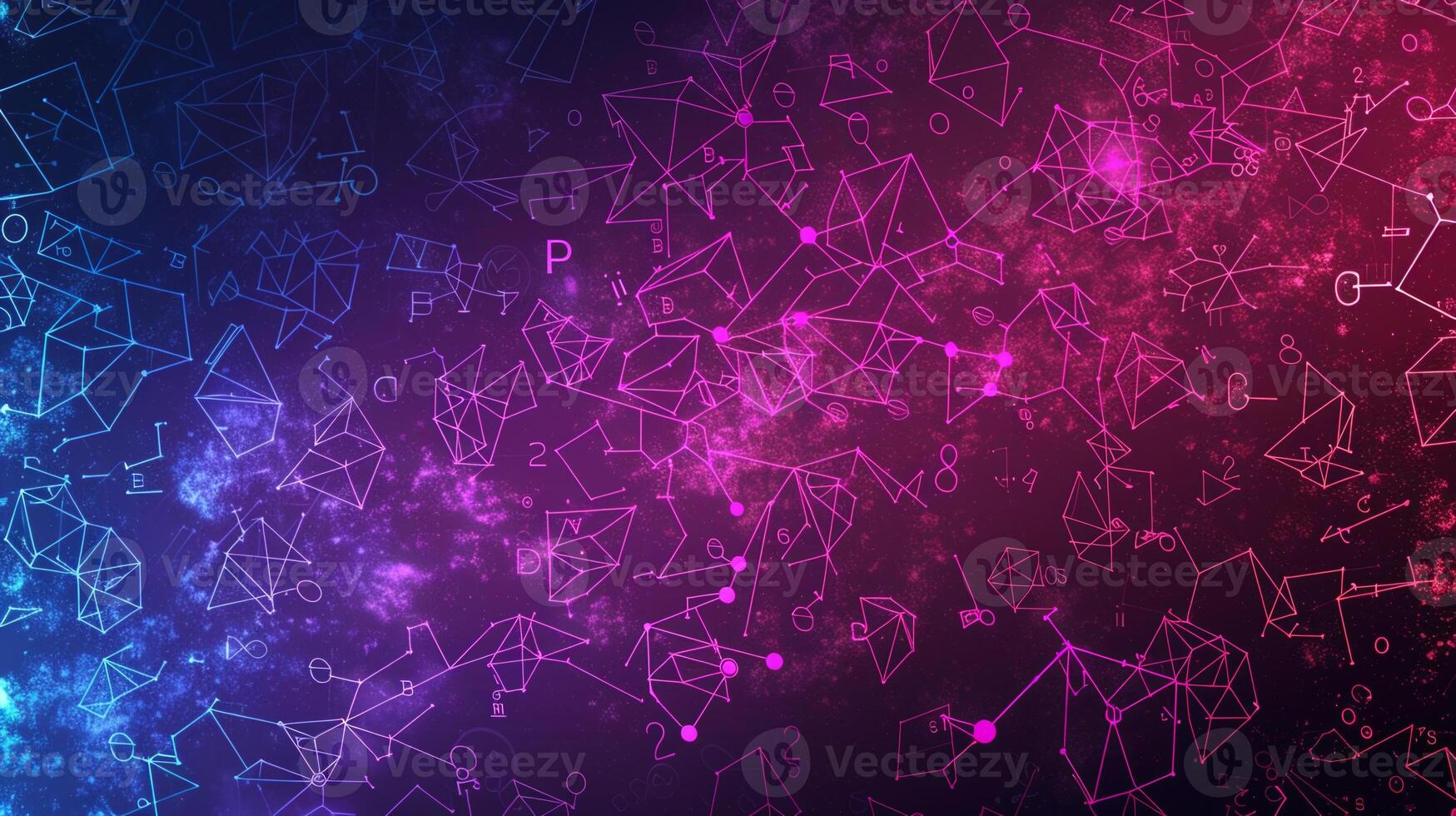 A purple and blue background with many shapes and lines photo