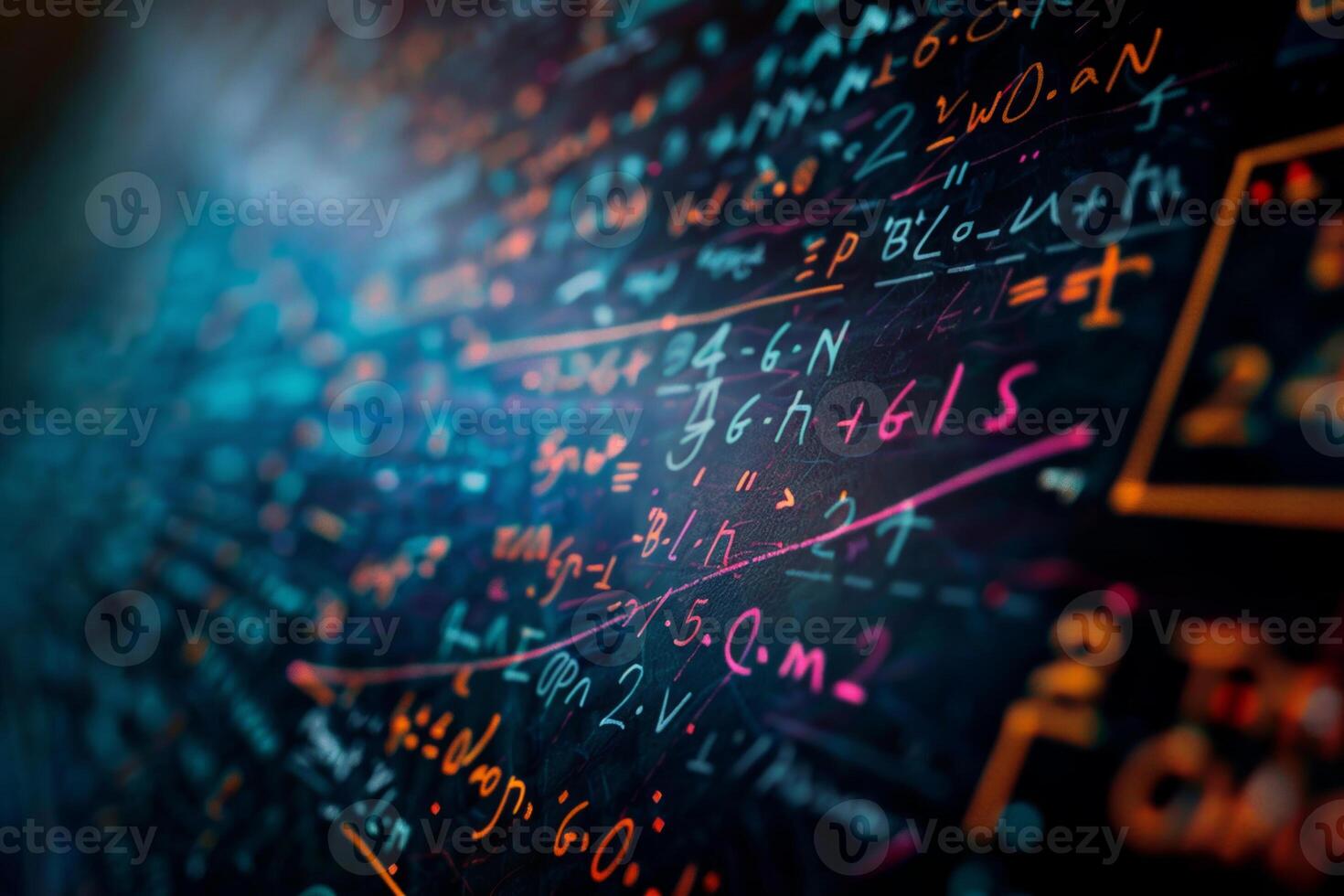 A colorful background with math equations and numbers photo