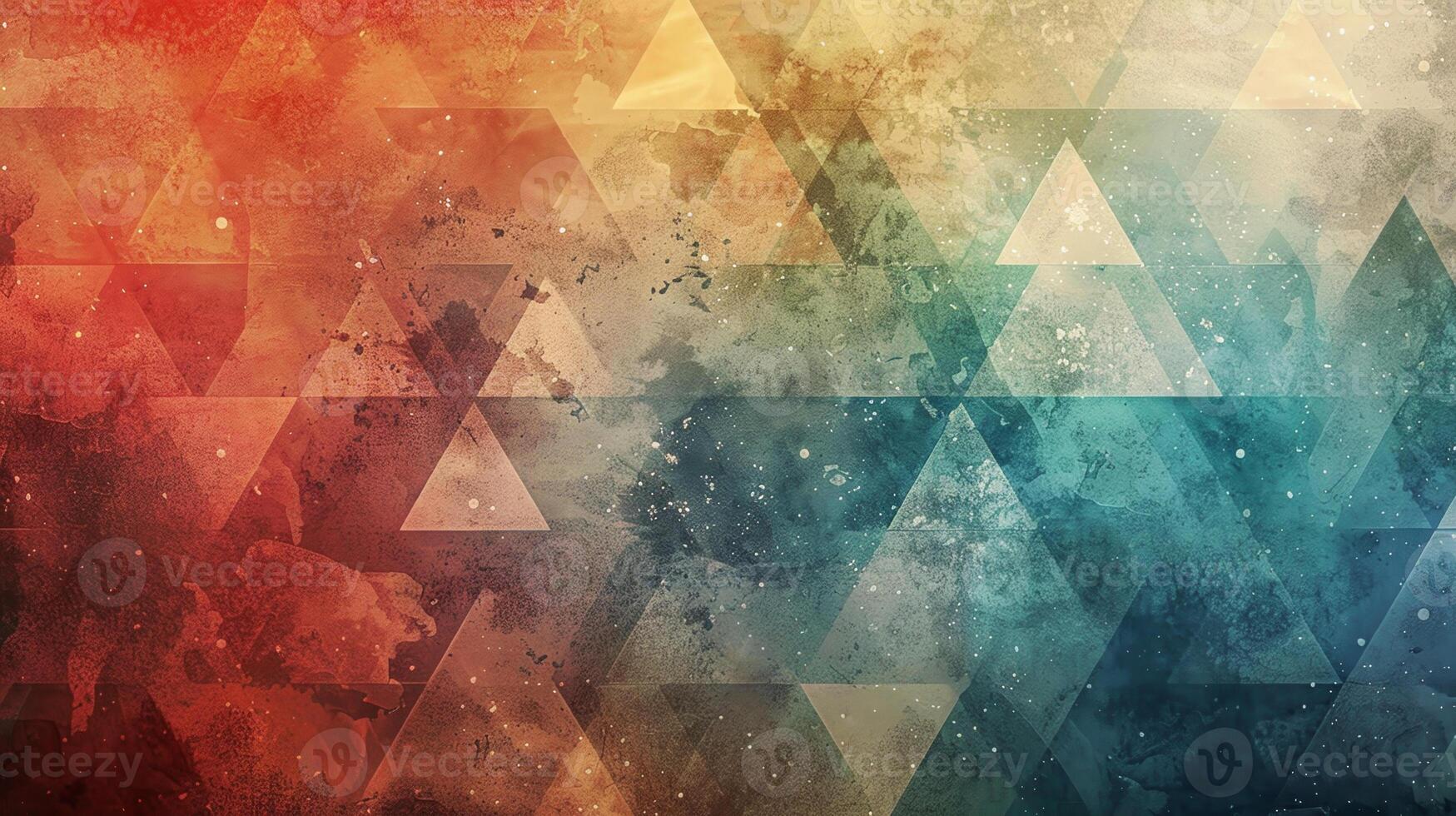A colorful abstract background with triangles and a blue sky photo