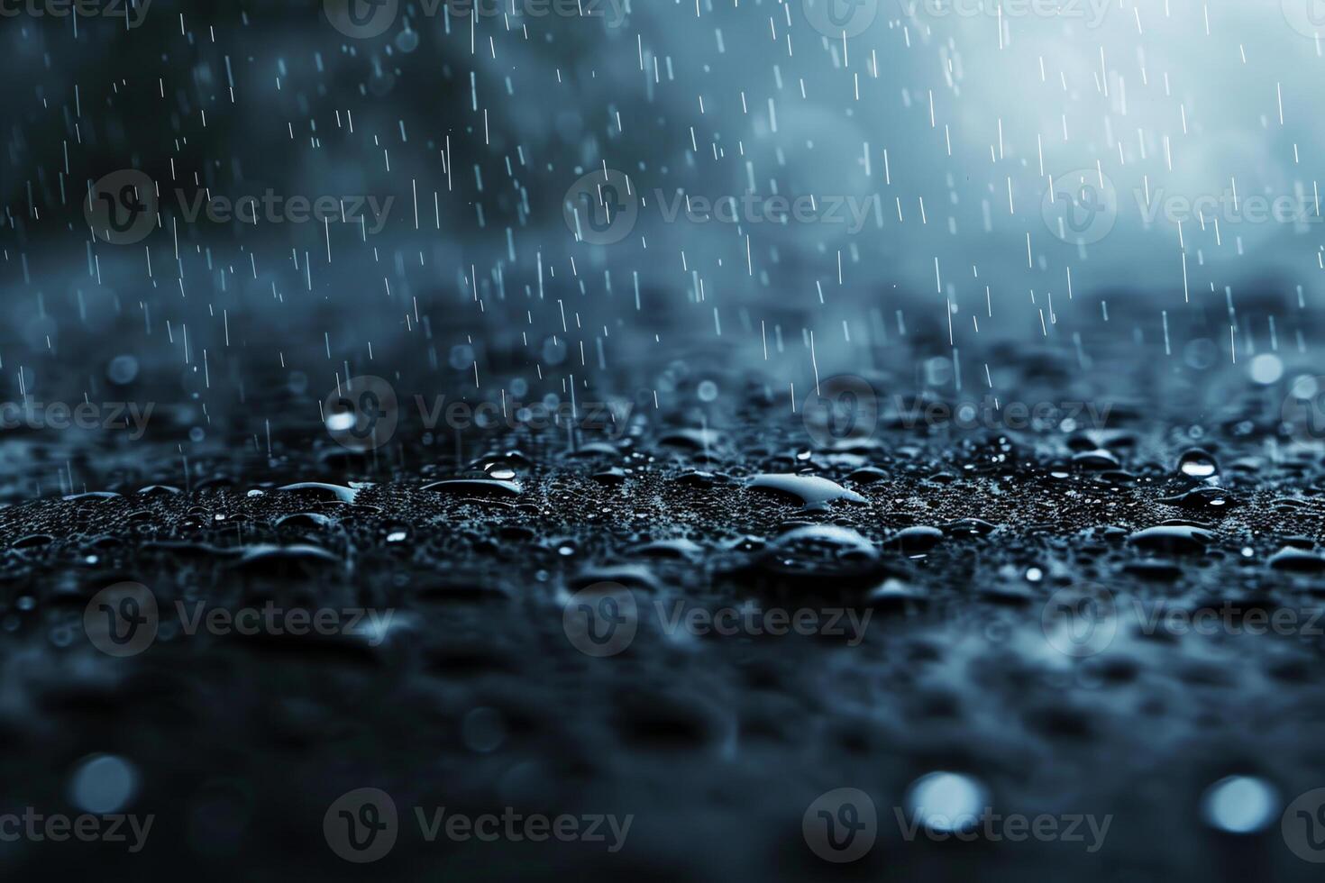 A rainy day with water droplets on the ground photo