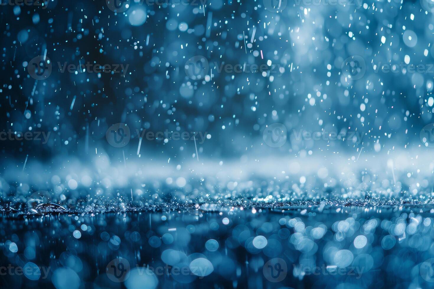 A rainy day with water droplets falling from the sky photo