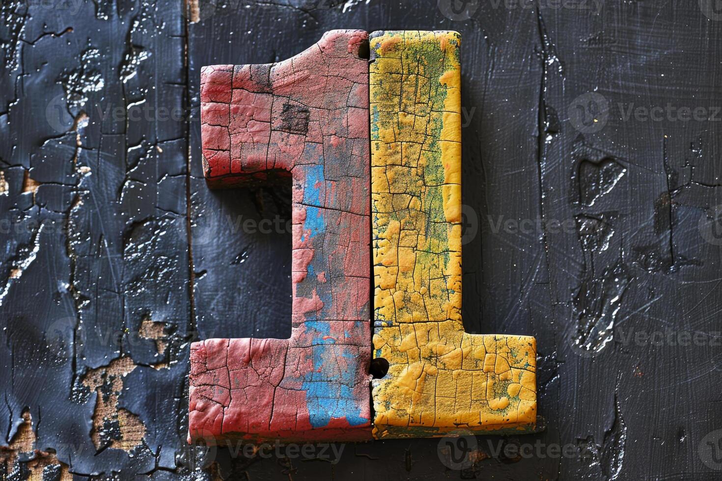 A wooden sign with the number 1 on it photo
