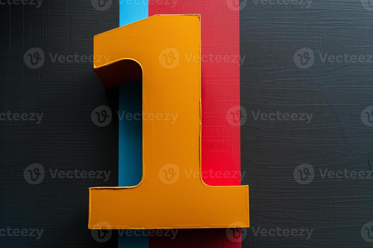 A large orange number 1 is on a black background photo