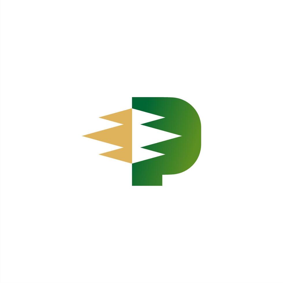 letter P Crown green gold vector