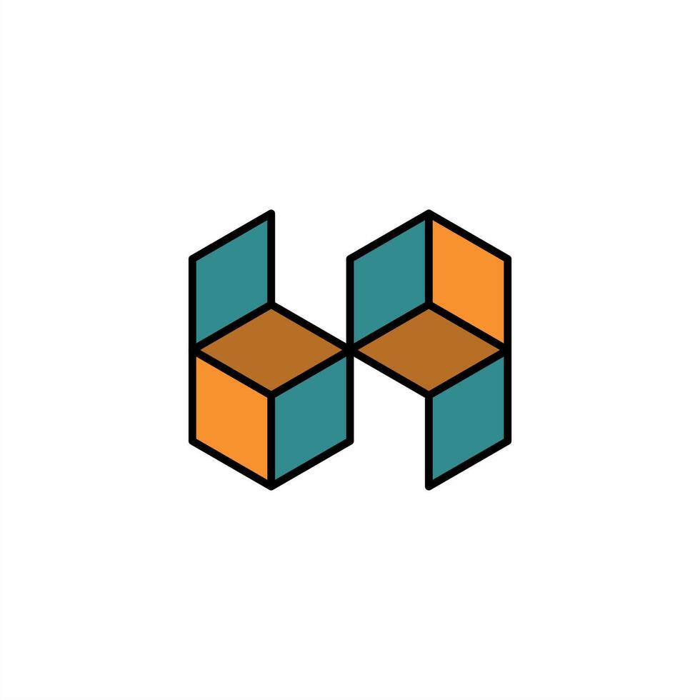 box logo ambiguity B and P editable color vector