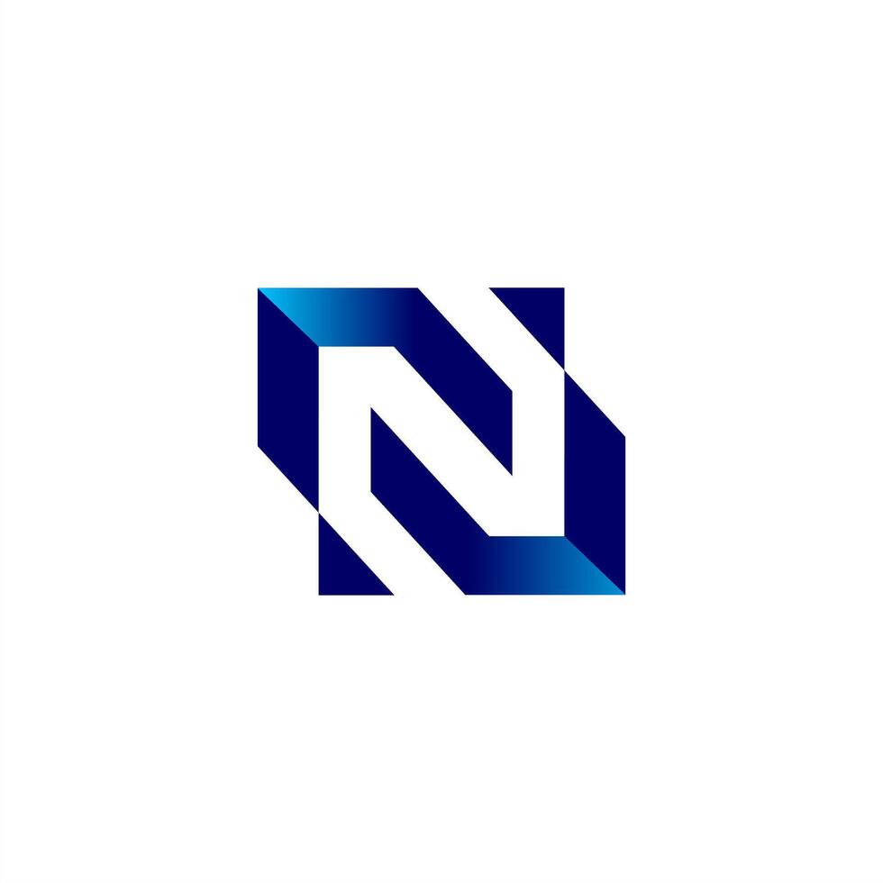 letter N logo, letter blue icon vector