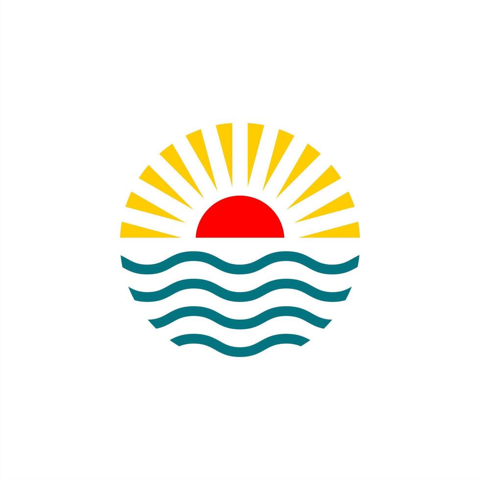mountain and sunrise in circle logo editable vector