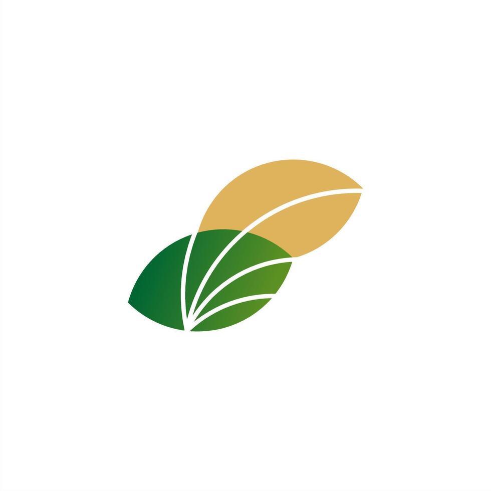 leaf simple logo green gold vector