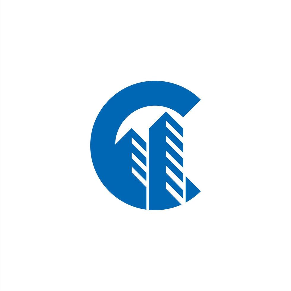 two building letter C logo mark finance modern business vector
