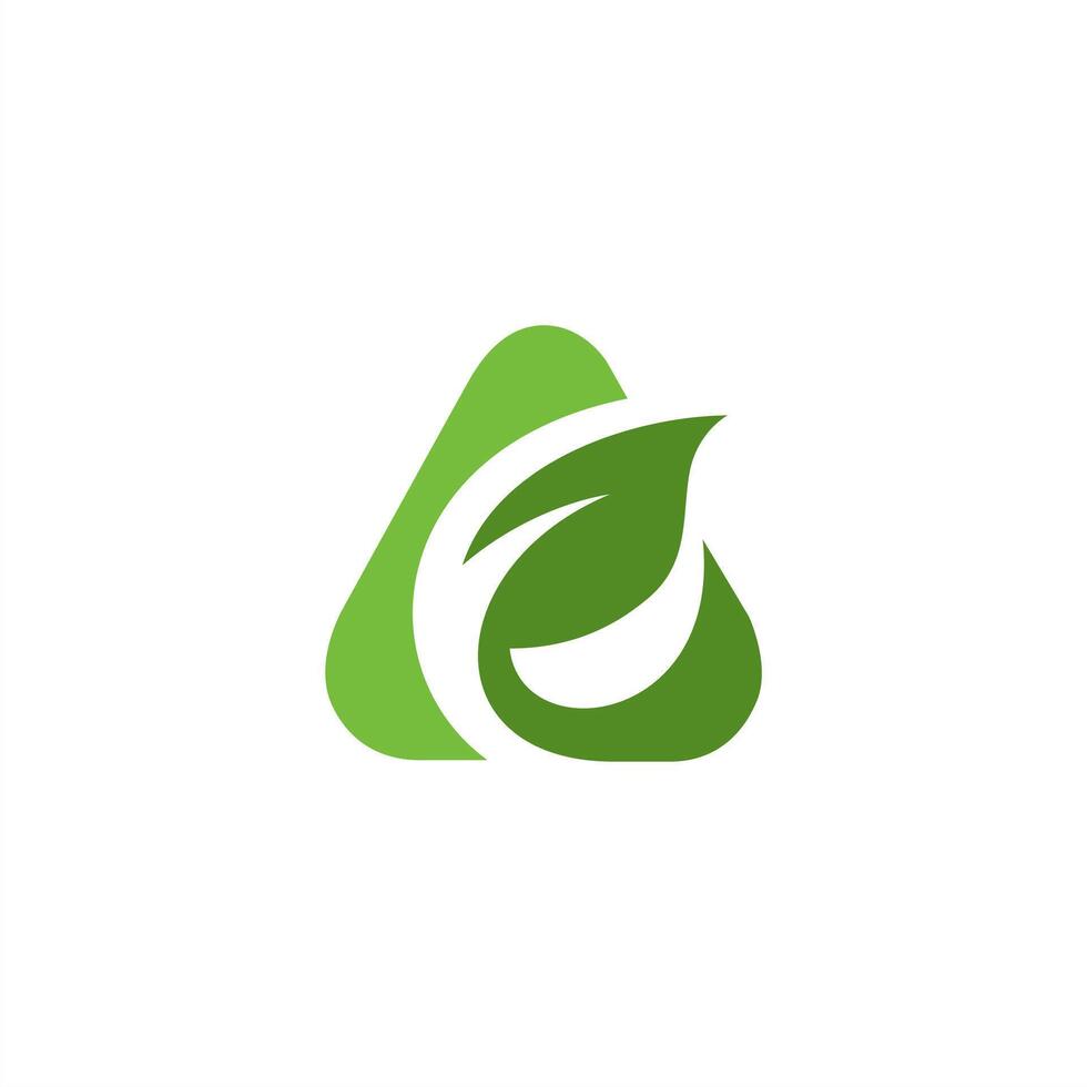 leaf triangle green logo, letter A triangle leaf icon vector