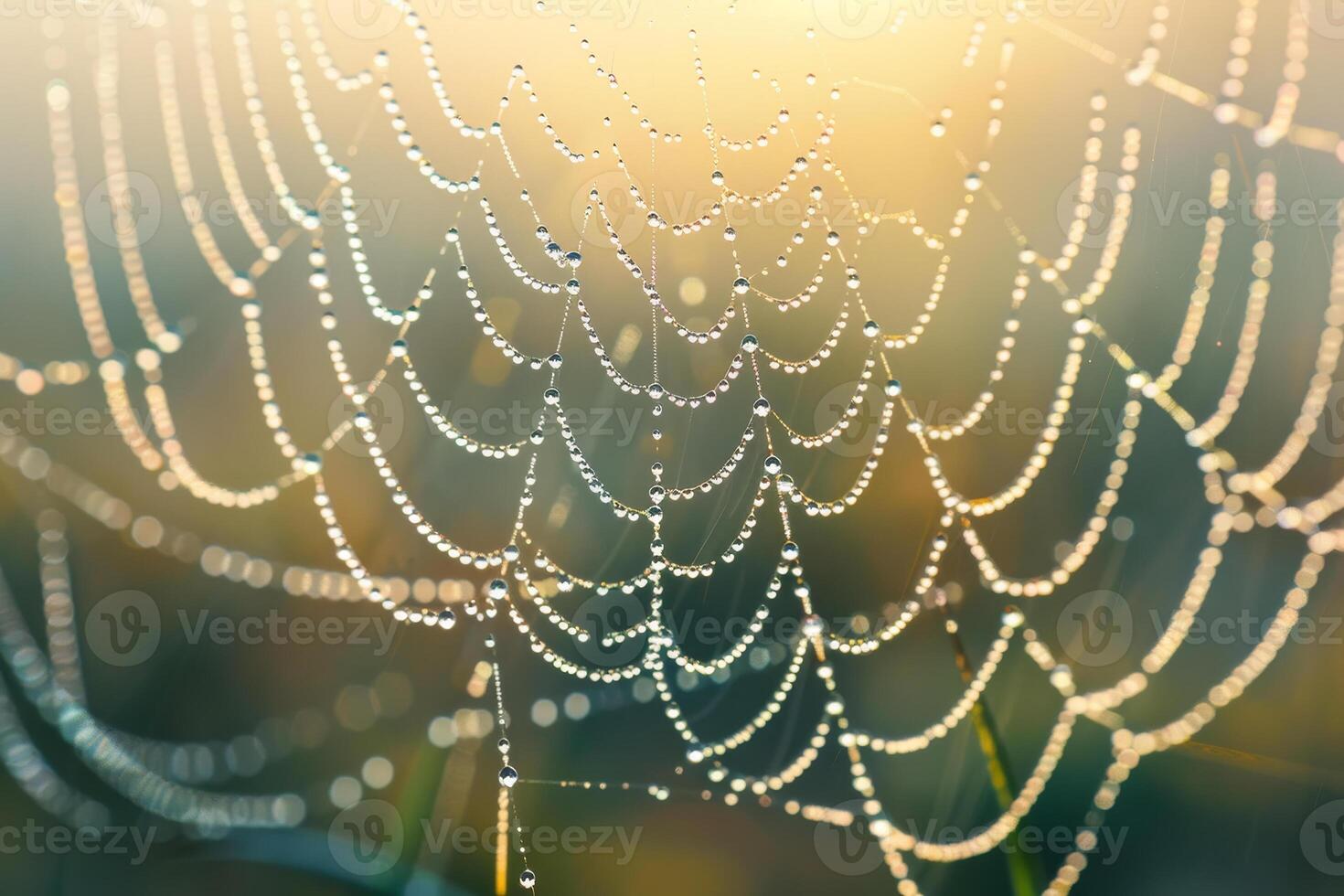 Spider web with dew drops on it photo