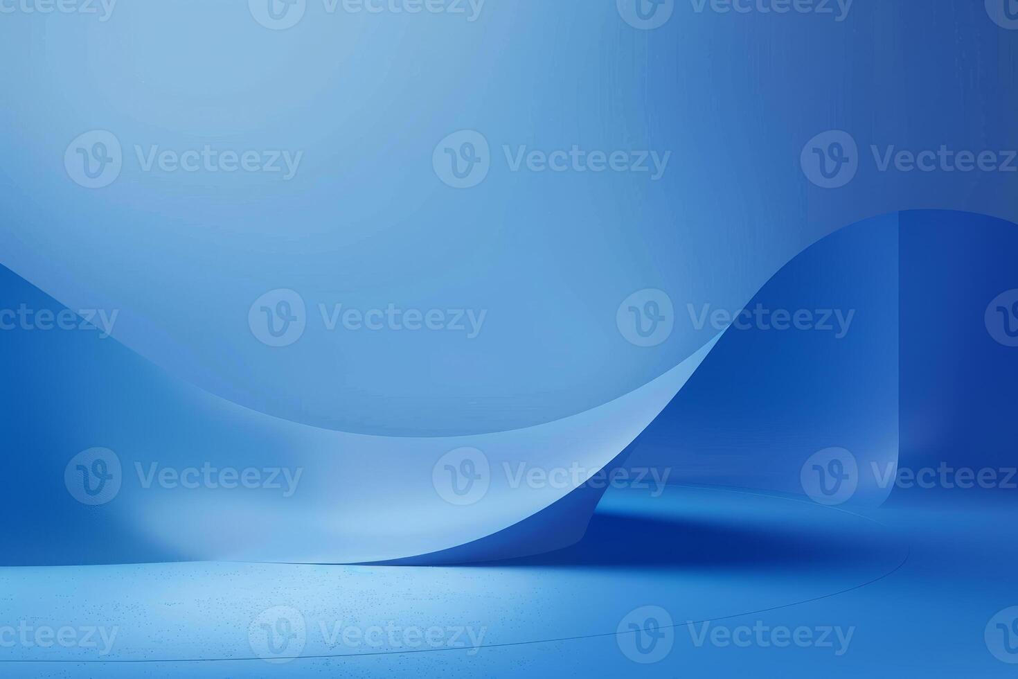 Soft blue curves flow gracefully within a minimalist space, creating an atmosphere of tranquility and calmness, enhanced by natural daylight filtering through photo