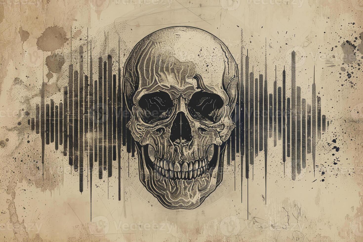 Skull with a skull face and a black and white background photo