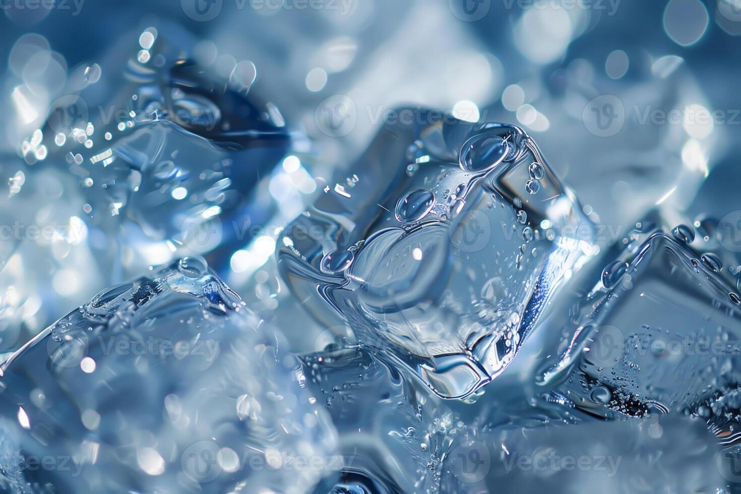 Ice cubes on a blue background photo