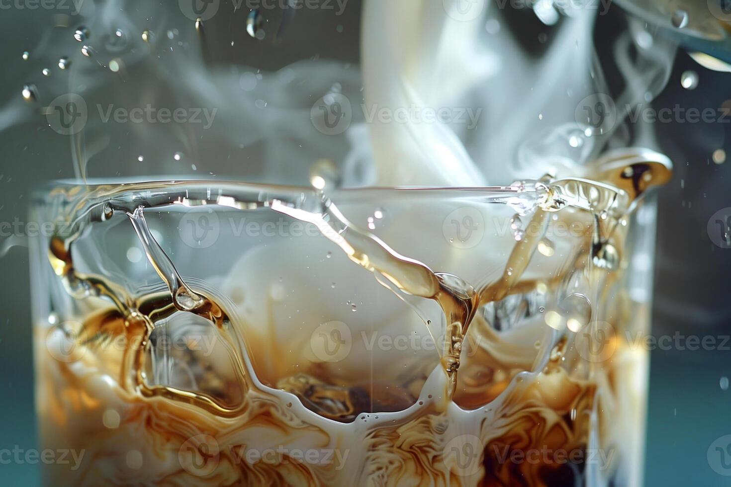 A glass of coffee with milk and ice photo
