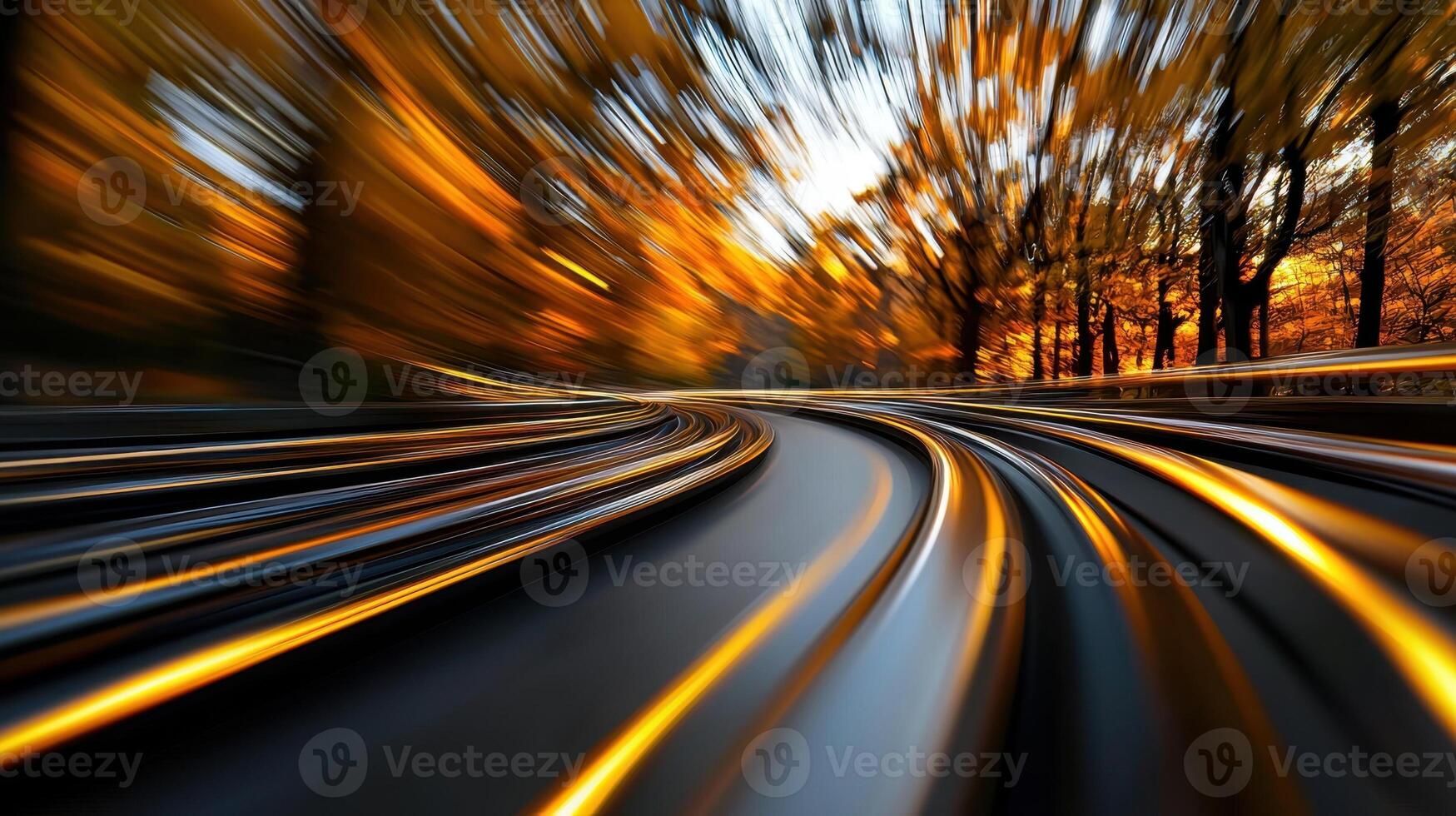 A blurry image of a road with motion blur photo
