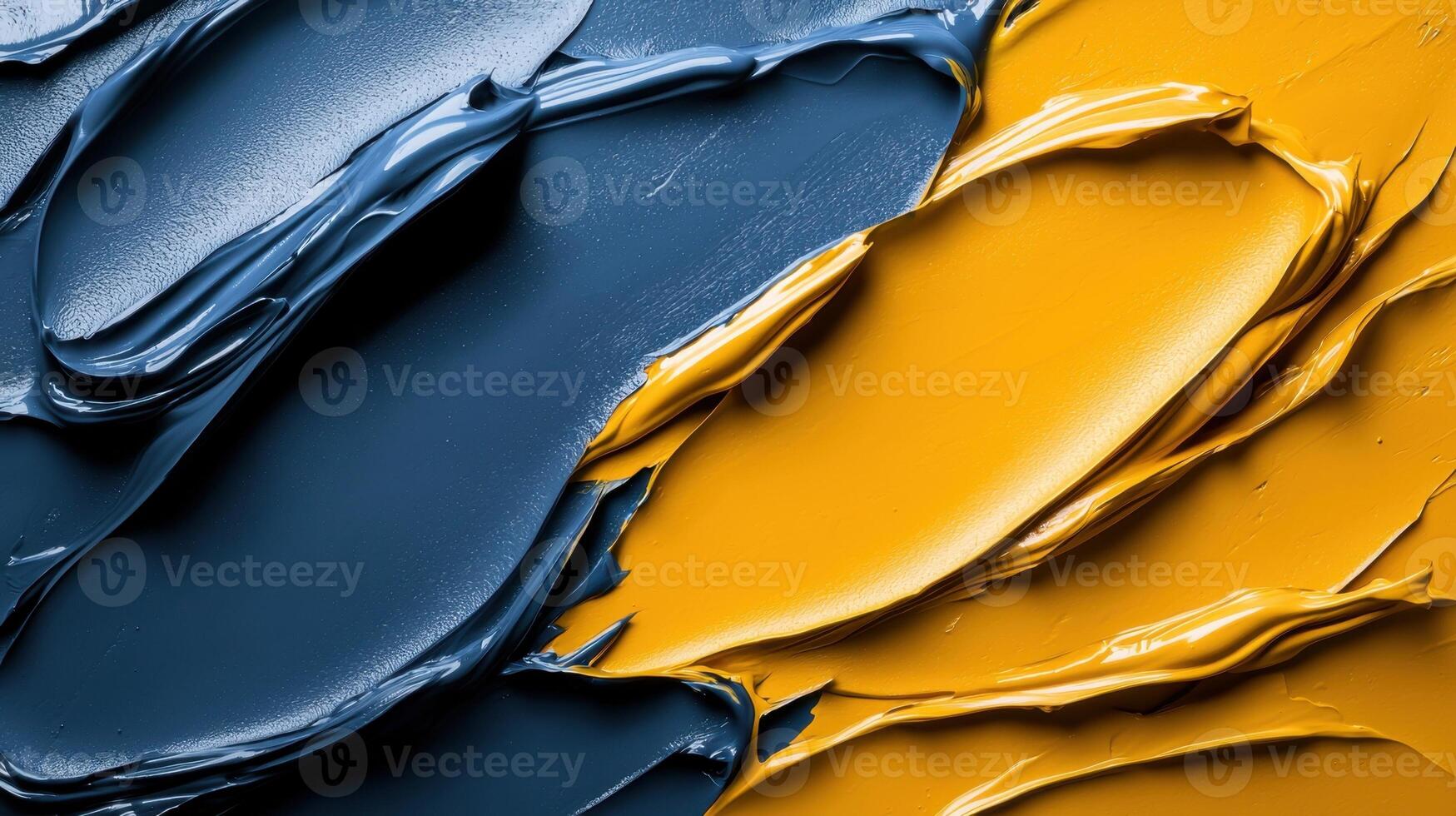 A close up of blue and yellow paint photo