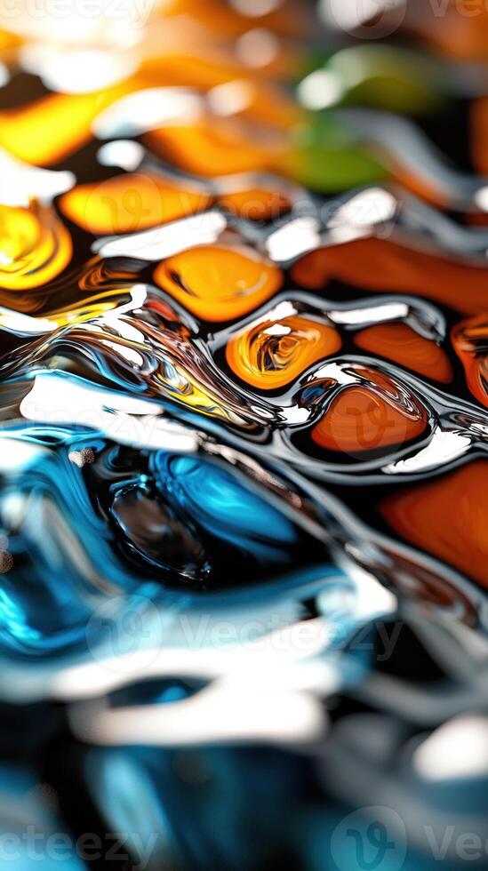 A close up of a colorful liquid surface photo