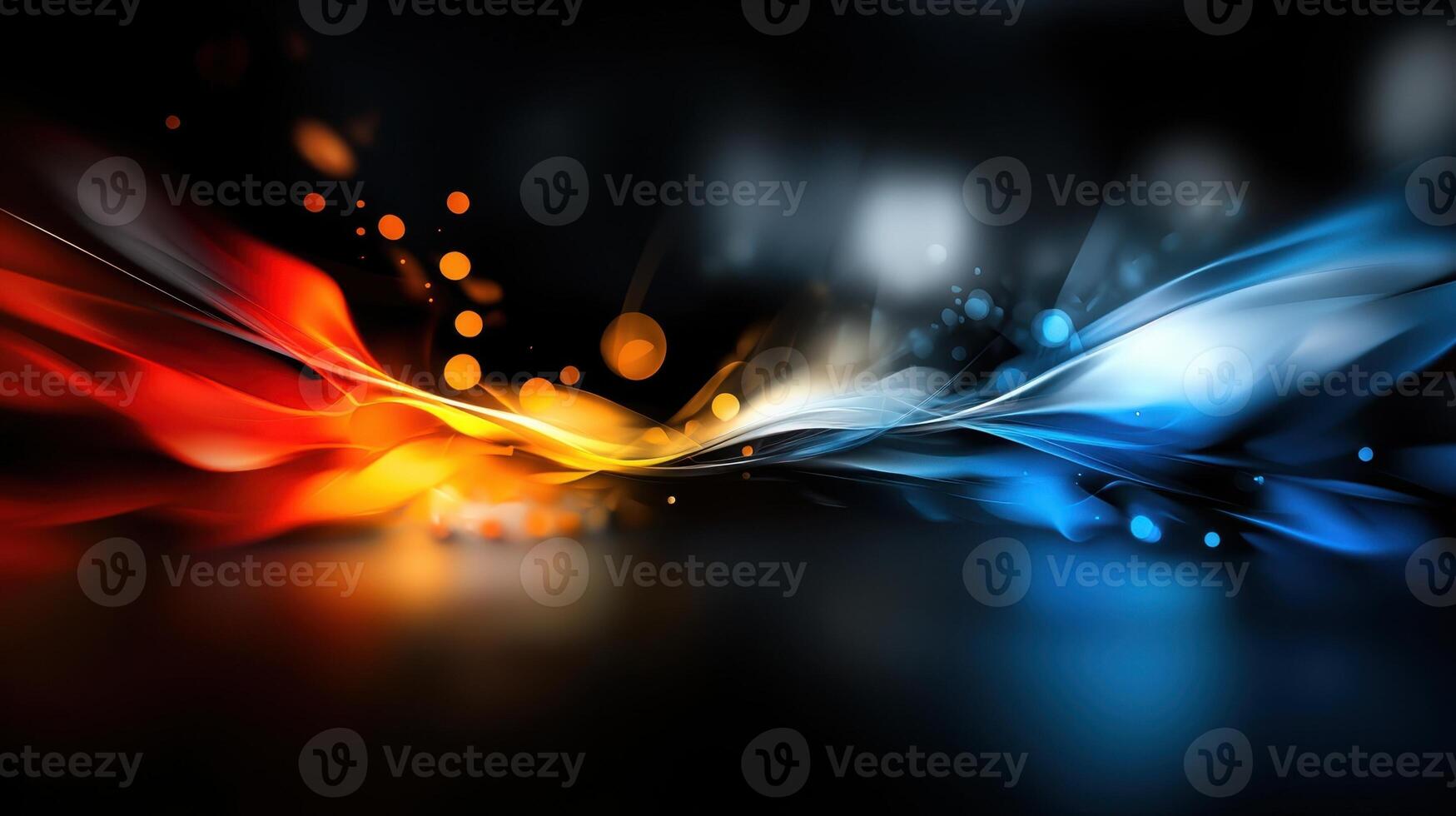 Abstract colorful flames on black background photo