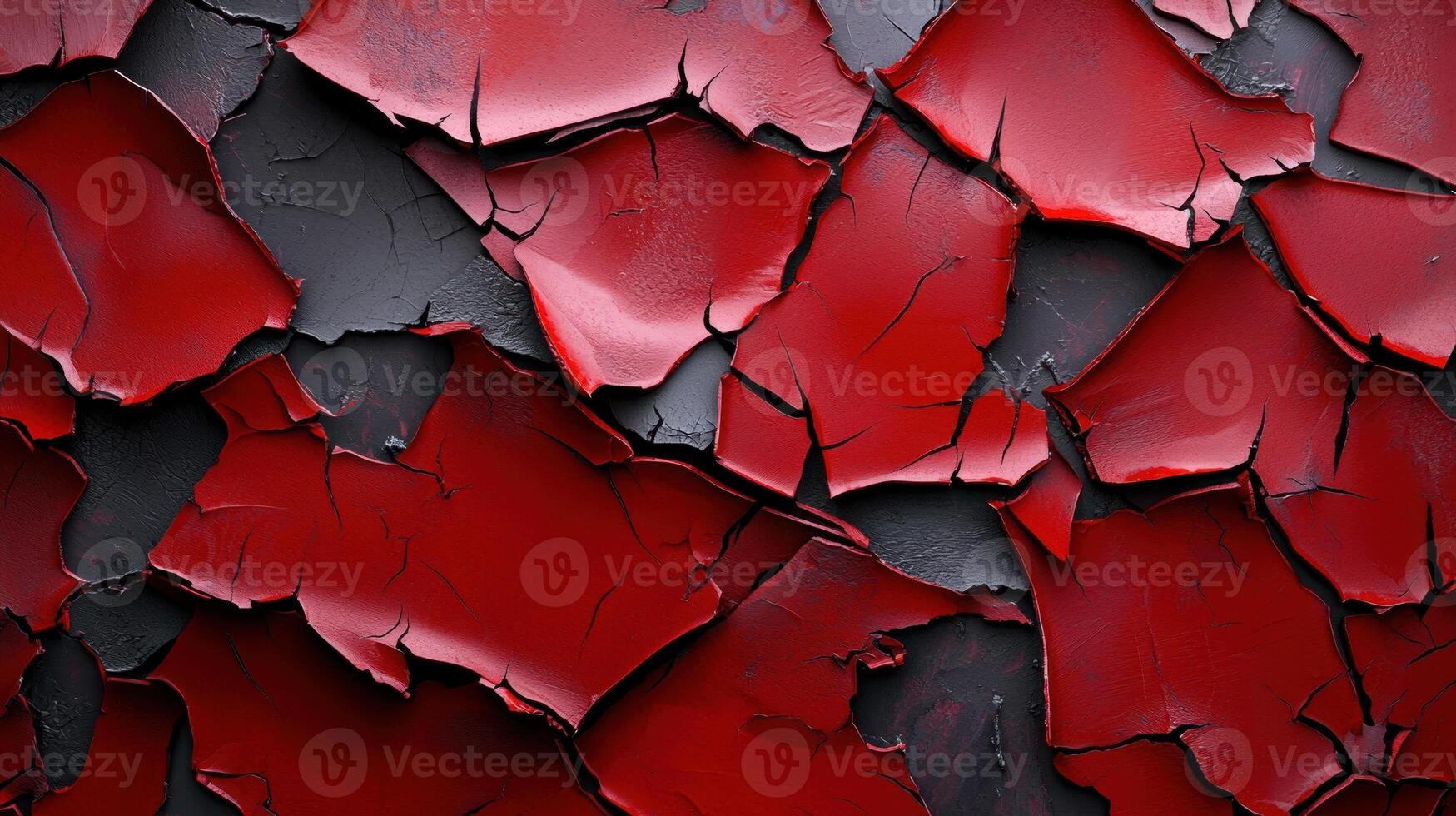 A red and black cracked wall with a crack photo