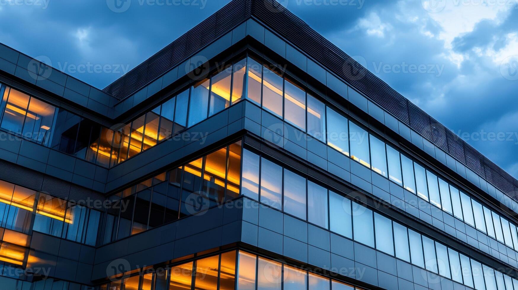 A building with windows lit up at night photo