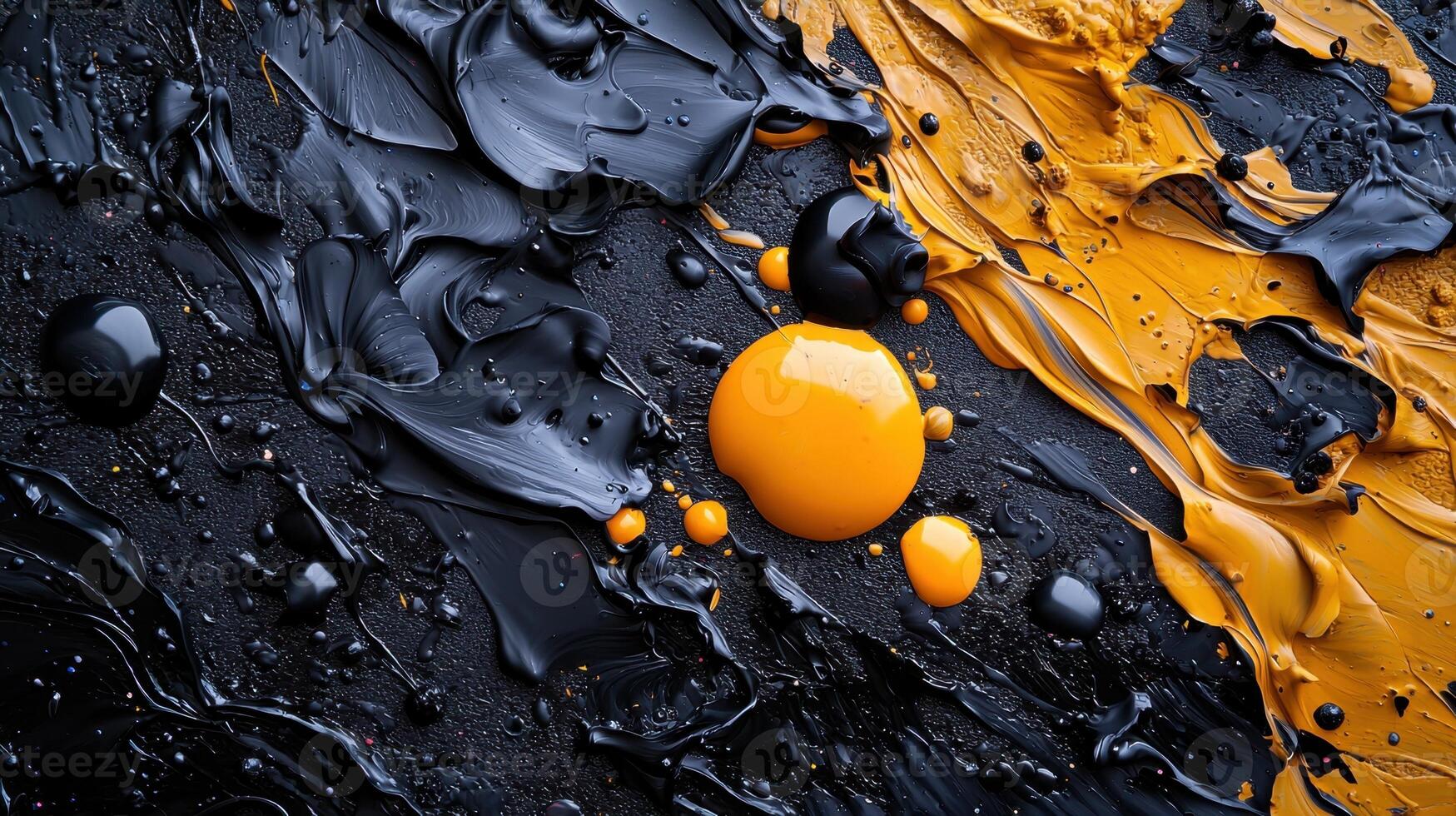 A close up of a black and yellow paint photo