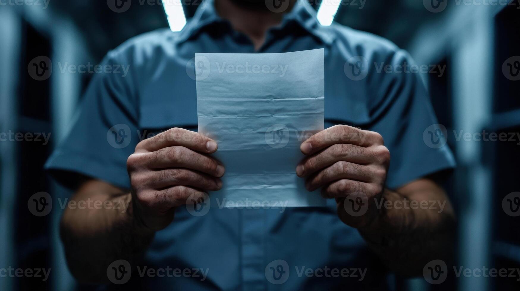 A man holding a piece of paper in front of him photo