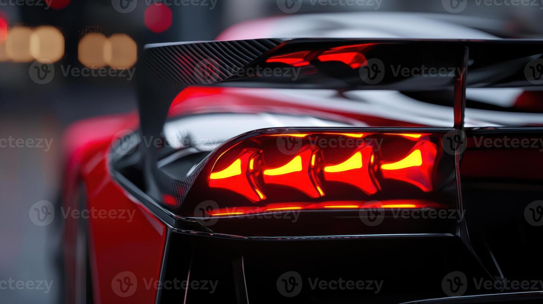 The rear end of a red sports car photo