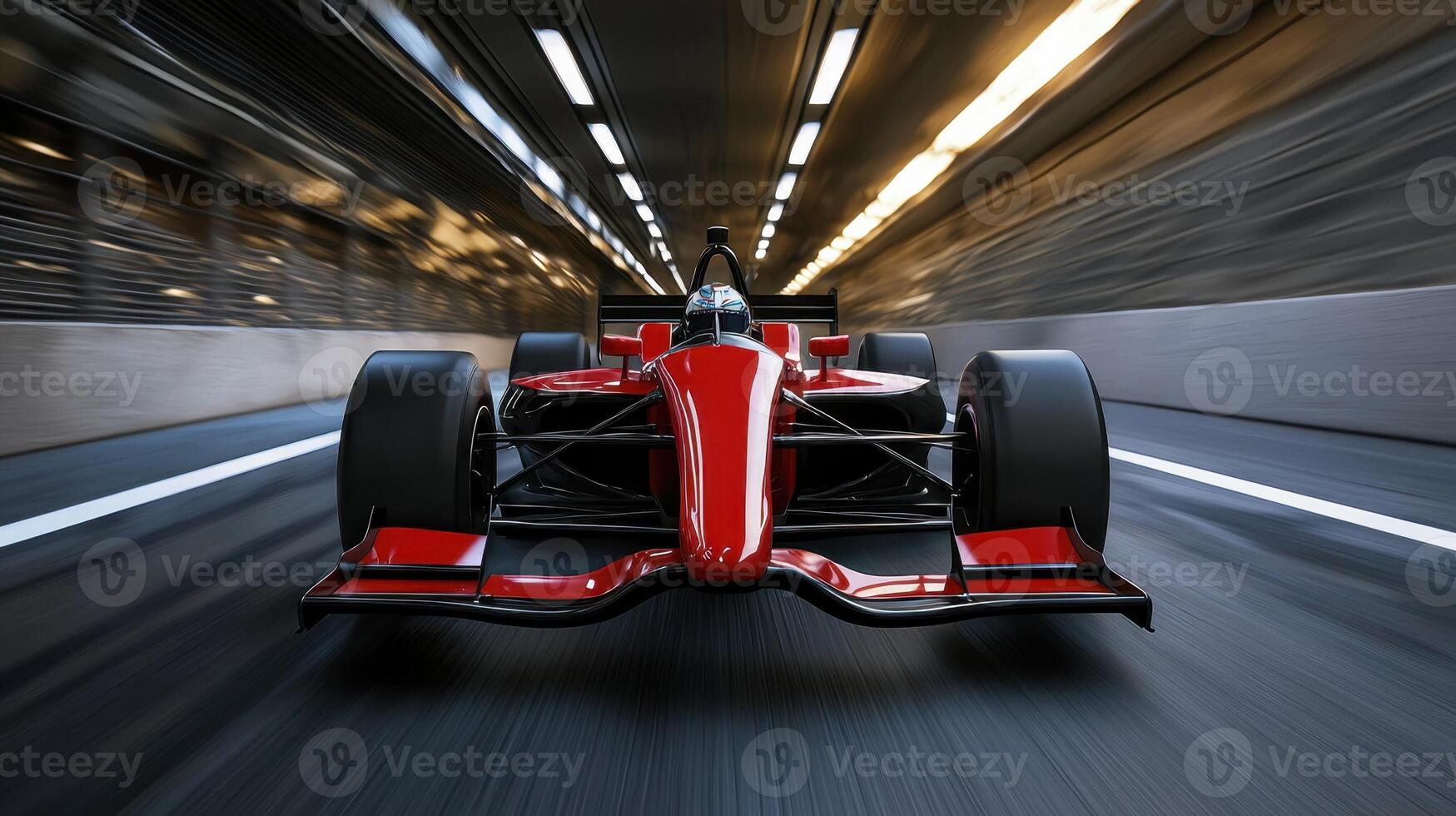 A racing car driving down a tunnel photo