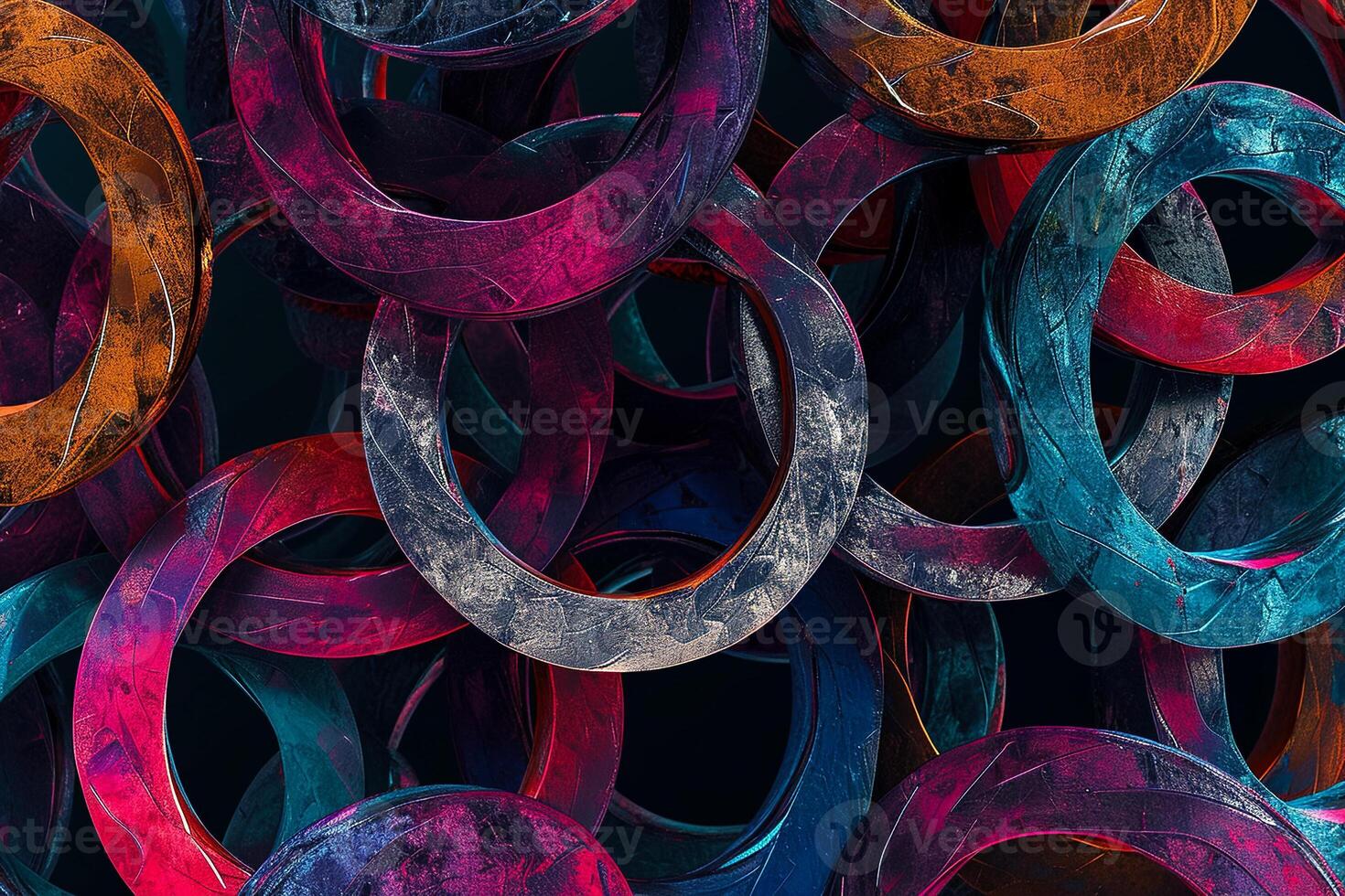 A bunch of rings are arranged in a pattern photo