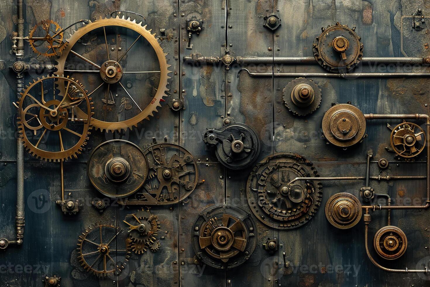 Steampunk background with gears and cogs photo