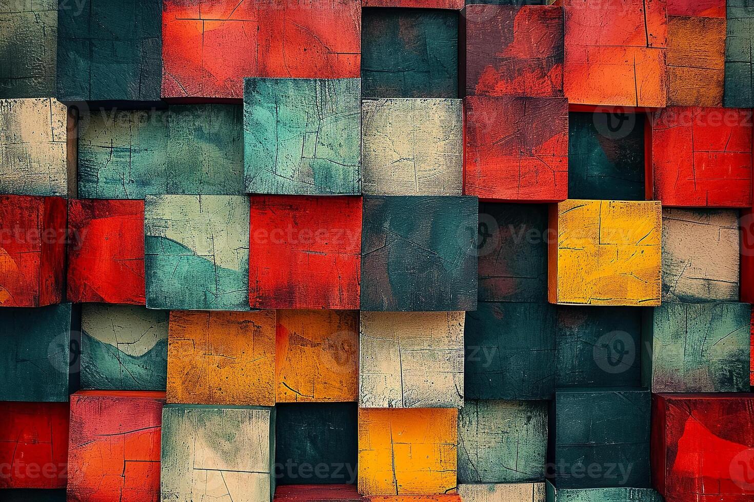 A colorful wall made of blocks with different colors photo