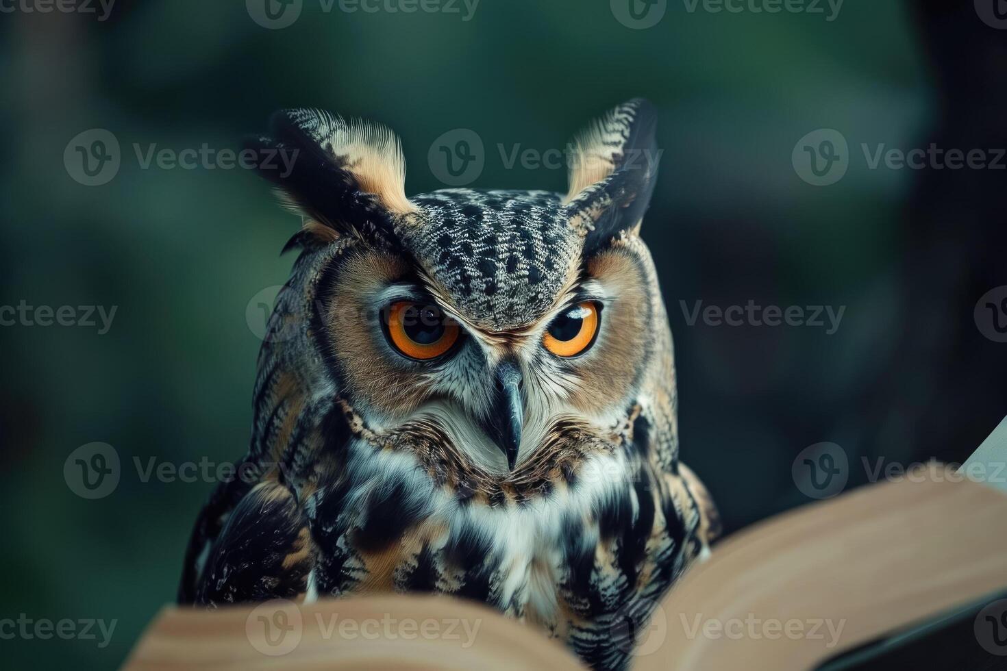 Owl reading book photo