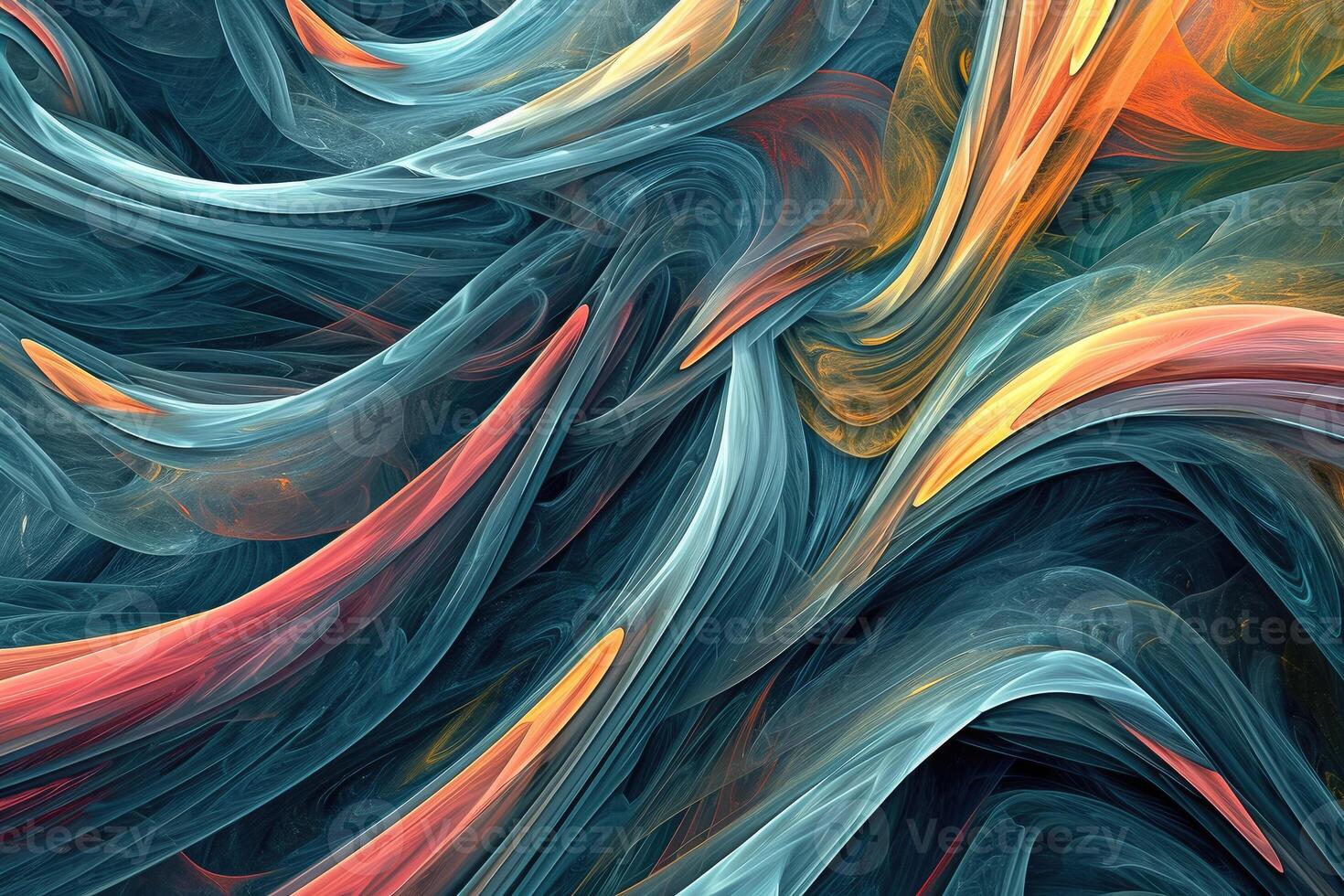 A colorful abstract painting with waves photo