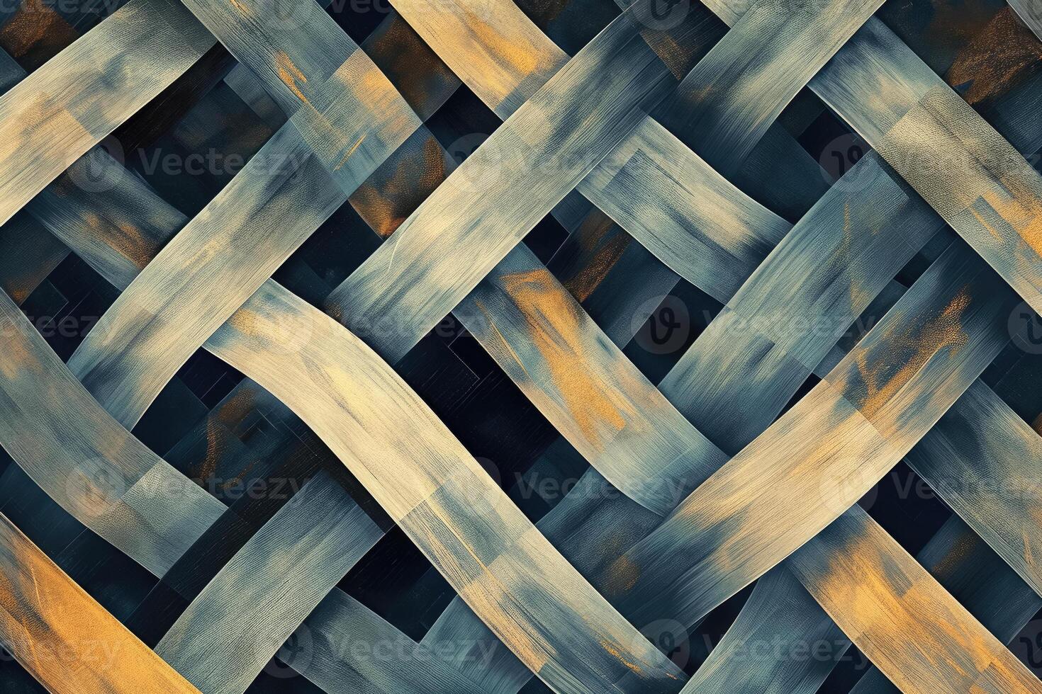 Abstract woven pattern with blue and gold colors photo