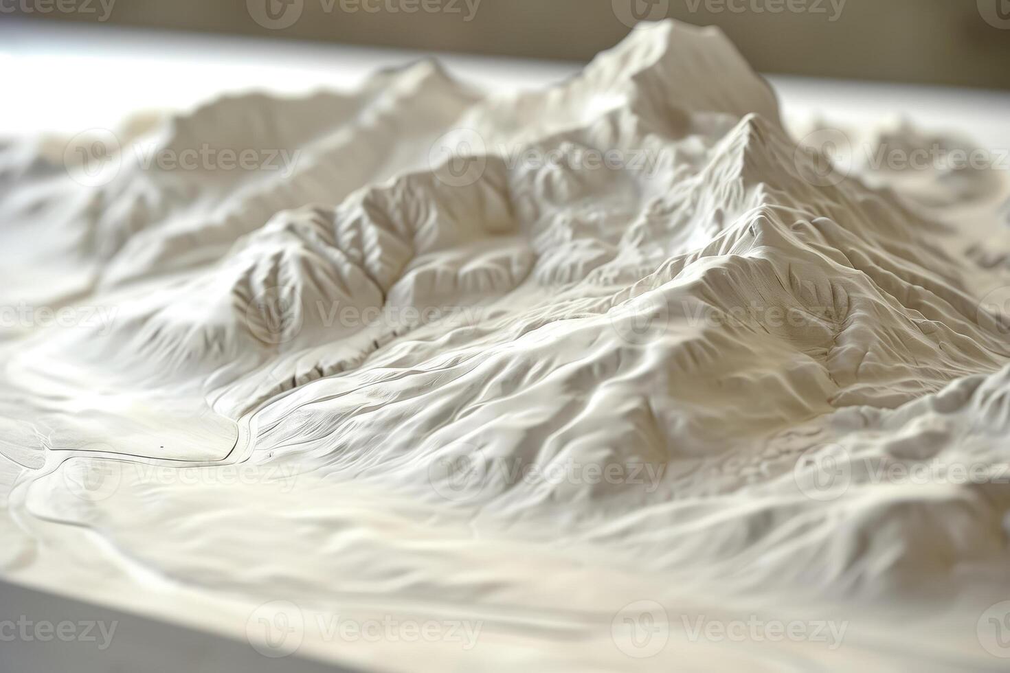A 3d model of a mountain with a river photo