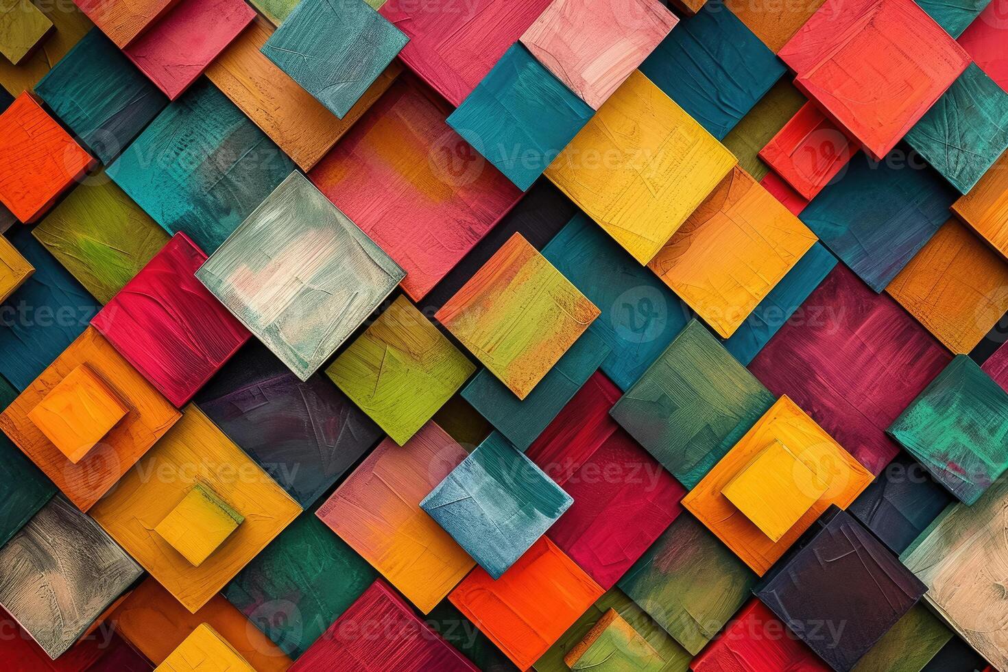Colorful squares on a wall with a colorful background photo
