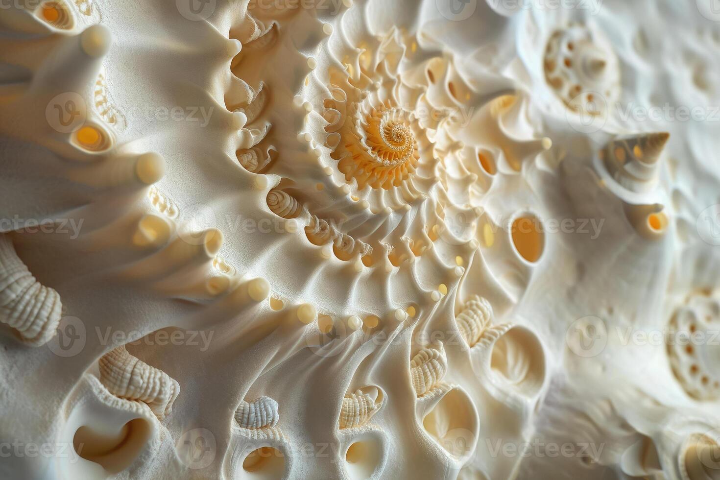 A close up of a shell with many shells photo